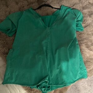 FP Movement by Free People Green V-Neck Short Sleeve Tee